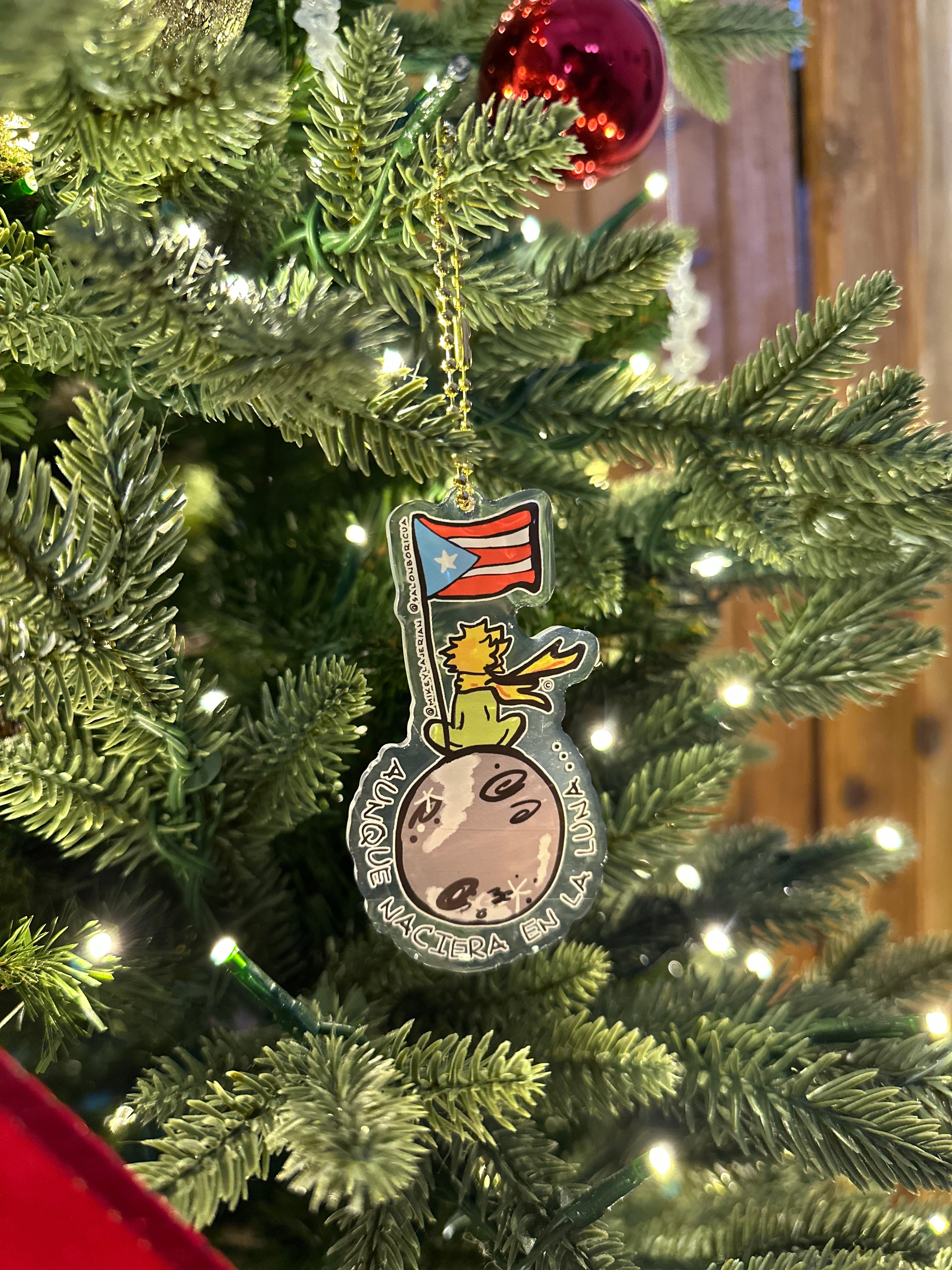 Adorno: El Principito en la Luna (Acrylic Christmas Ornament)