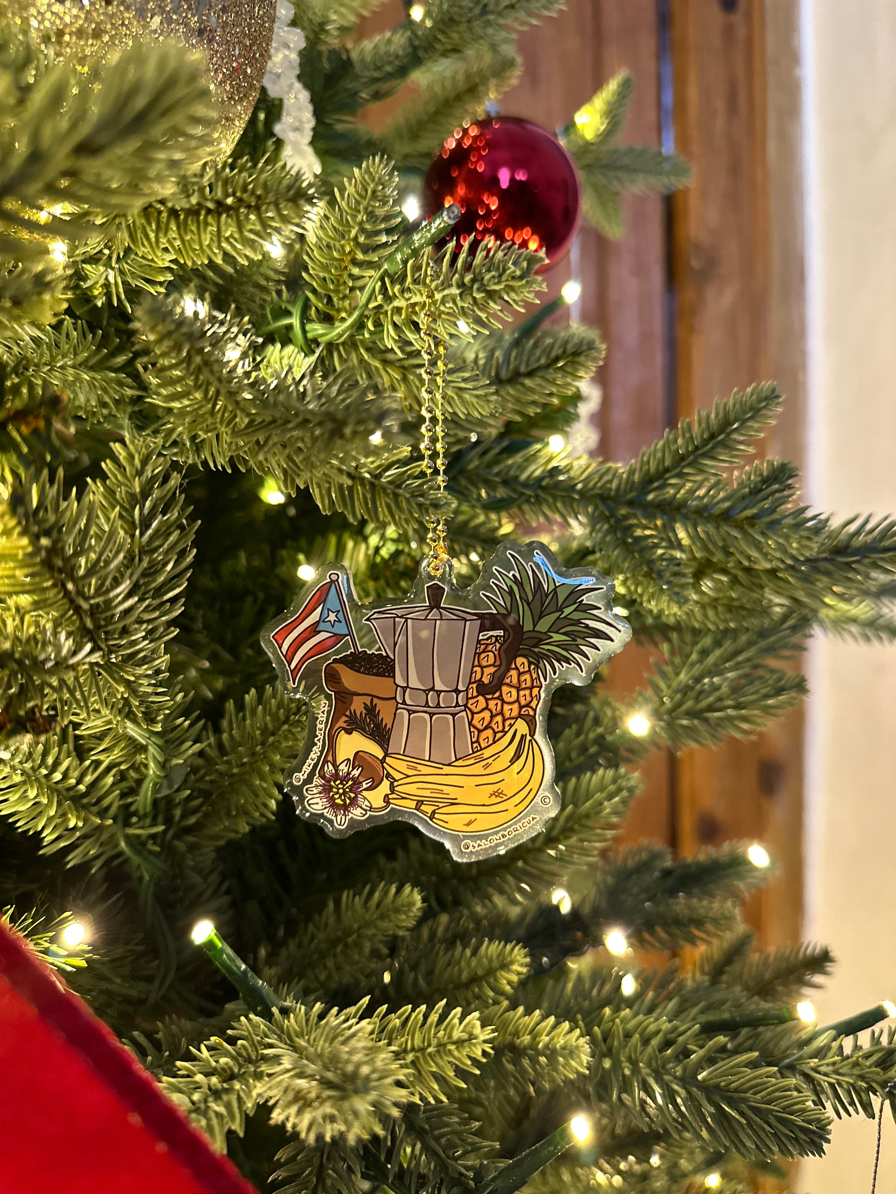 Adorno: Bodegón de Café y Frutas (Acrylic Christmas Ornament)