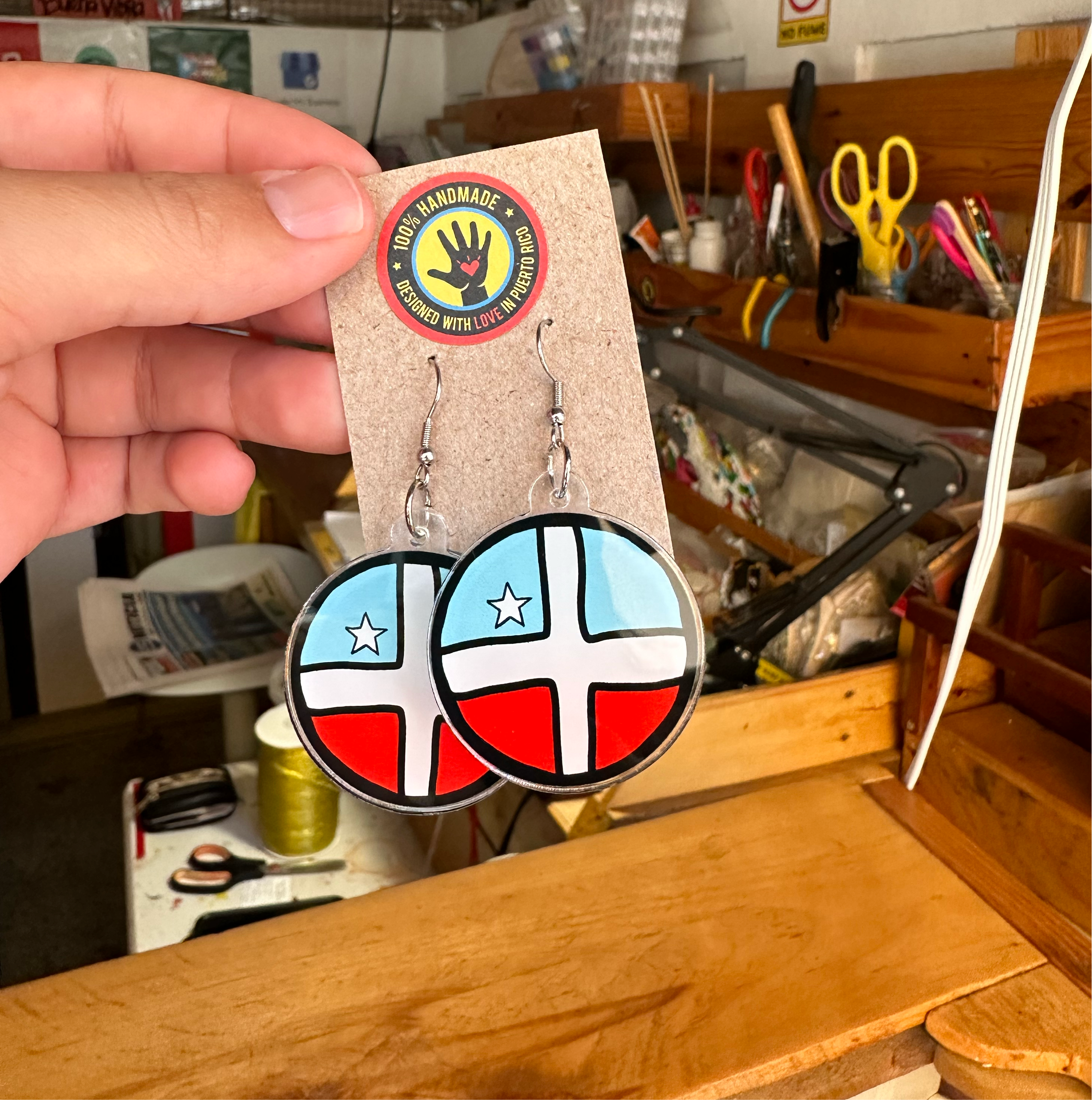 Pantallas: Lares Flag (Acrylic/Stainless Steel Earrings)