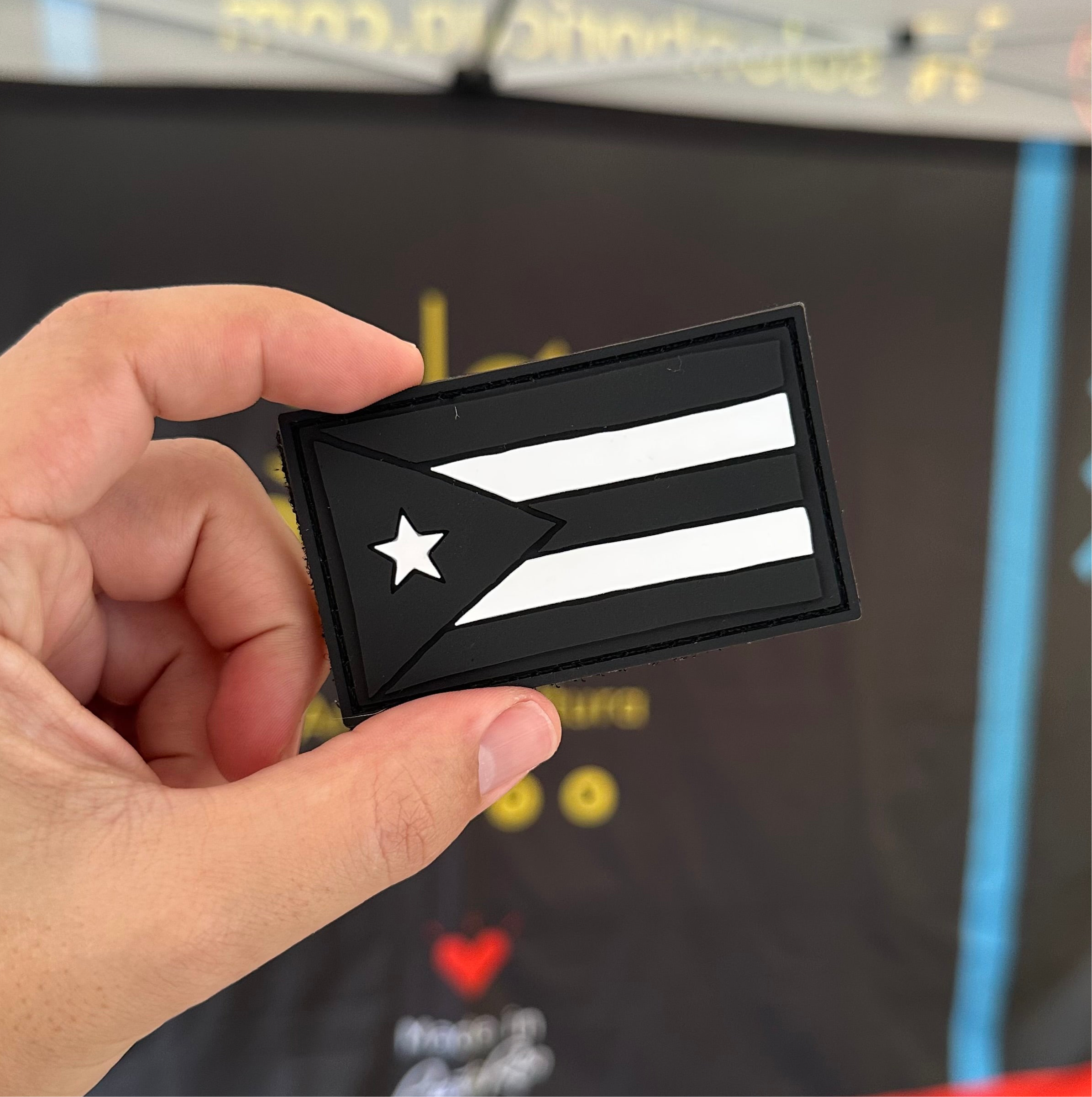 Parcho PVC/Velcro: Bandera de Puerto Rico rectangular - Black (Patch)