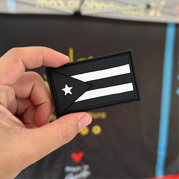 Parcho PVC/Velcro: Bandera de Puerto Rico rectangular - Black (Patch)