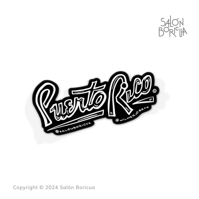 Puerto Rico Tipográfico Negro (Premium Sticker)