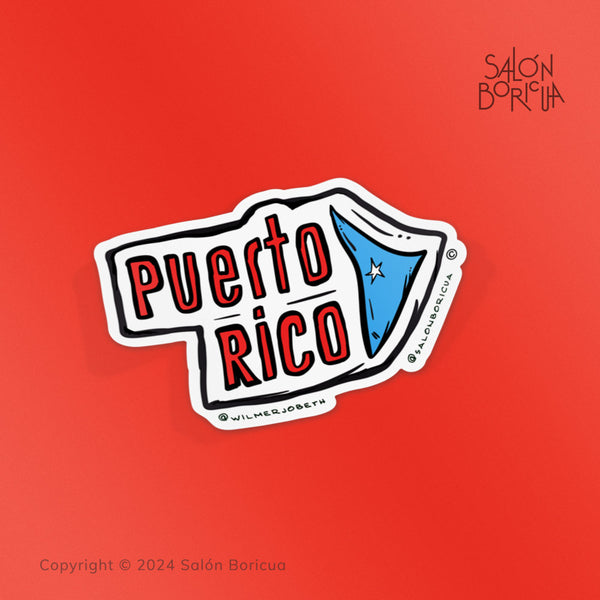 Puerto Rico con Triángulo Azul (Premium Sticker)