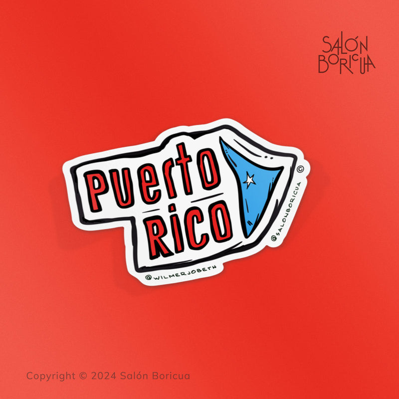 Puerto Rico con Triángulo Azul (Premium Sticker)