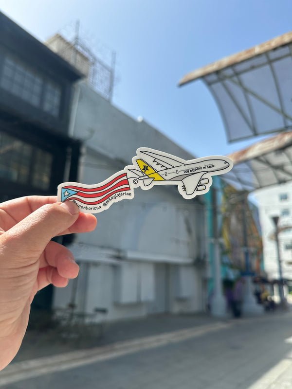 Avión SB con Bandera de Puerto Rico (Premium Sticker)
