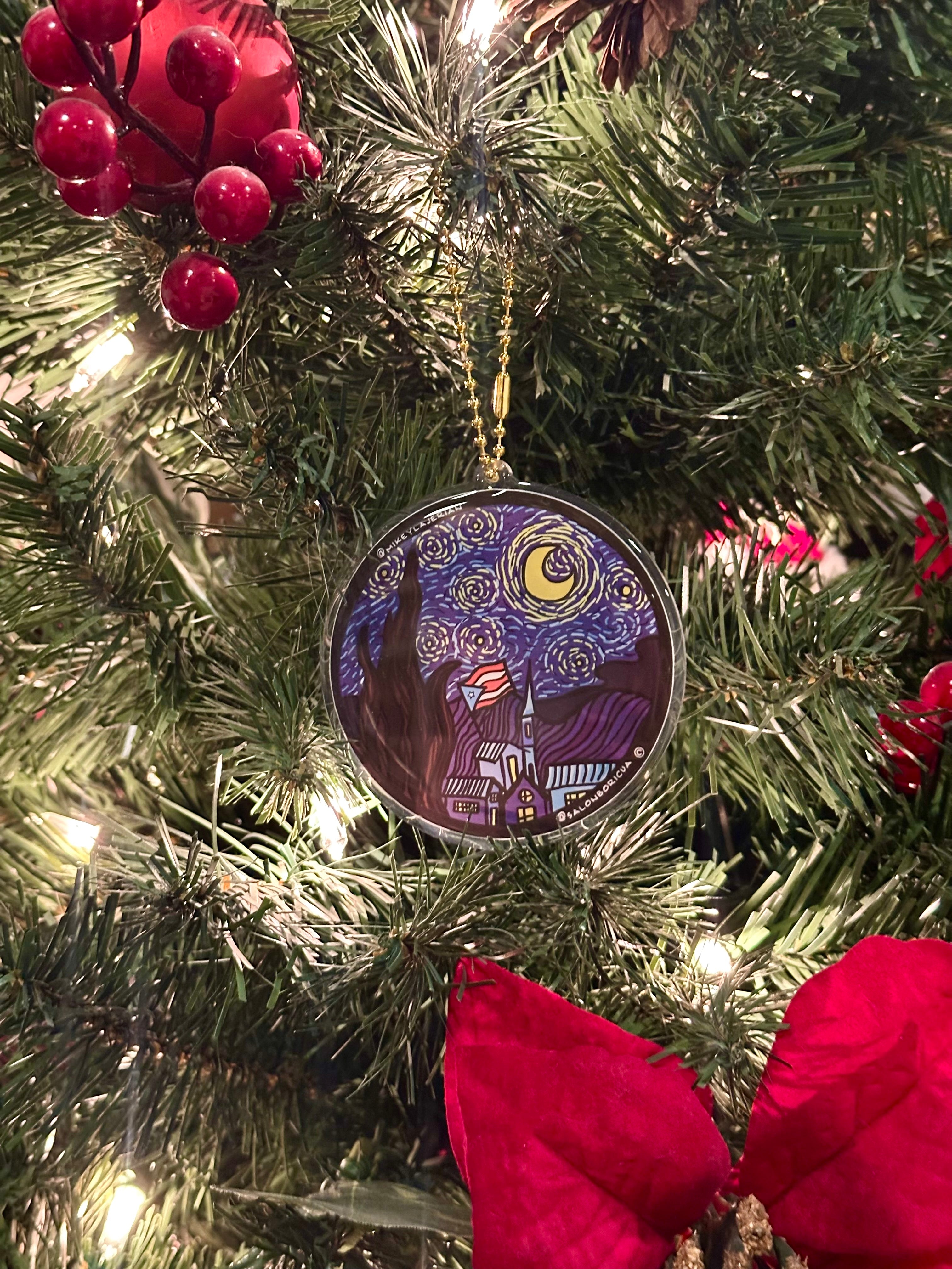 Adorno: Noche Estrellada Boricua (Acrylic Christmas Ornament)