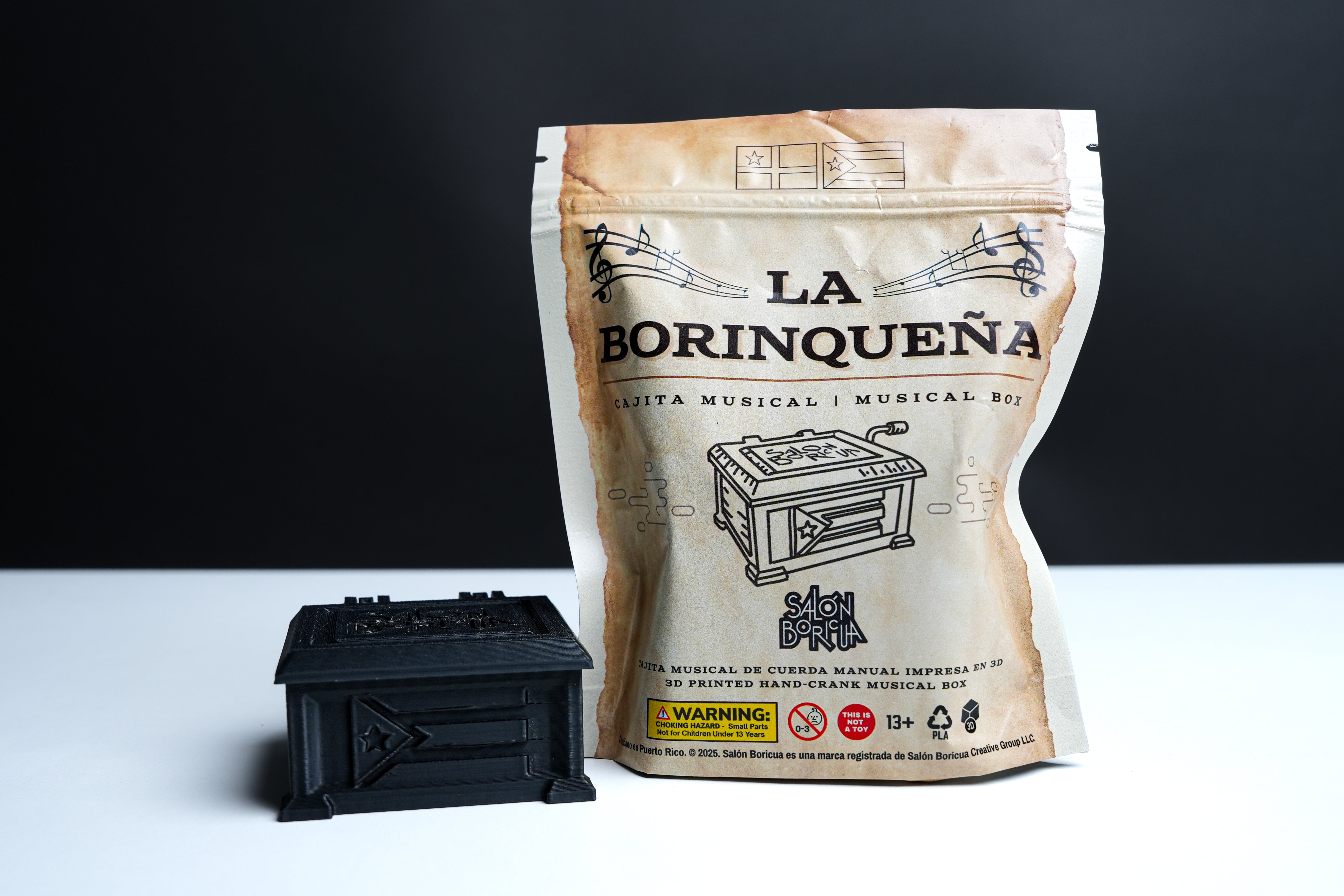 Cajita Musical #6 Negra - La Borinqueña (Musical Box)