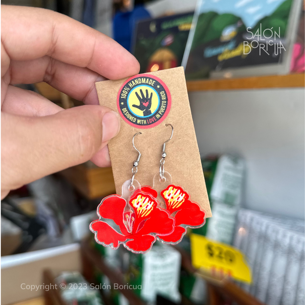 Pantallas: Flor Flamboyan (Acrylic/Stainless Steel Earrings)