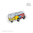 VW Amarilla con Bandera de PR (Premium Sticker)