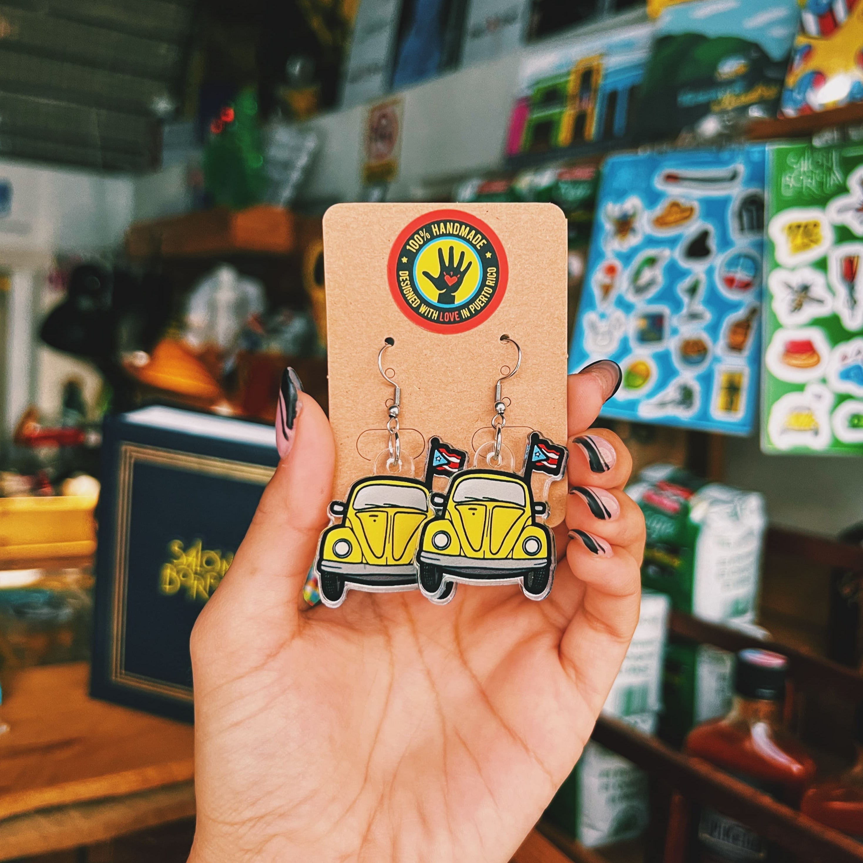 Pantallas: Volky Amarillo (Acrylic/Stainless Steel Earrings)