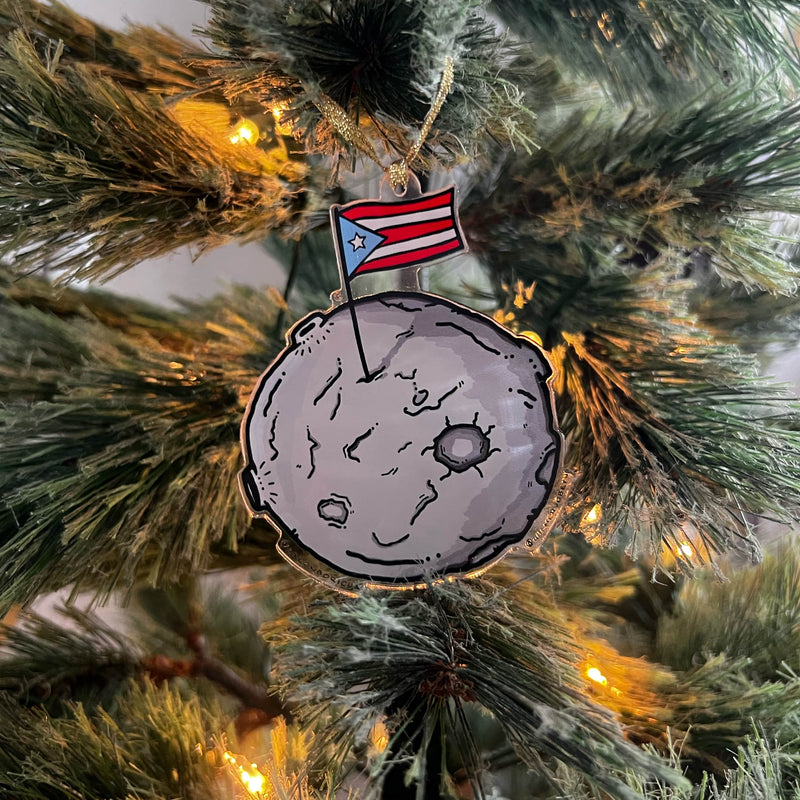 Adorno: Bandera Plantada en la Luna (Acrylic Christmas Ornament)