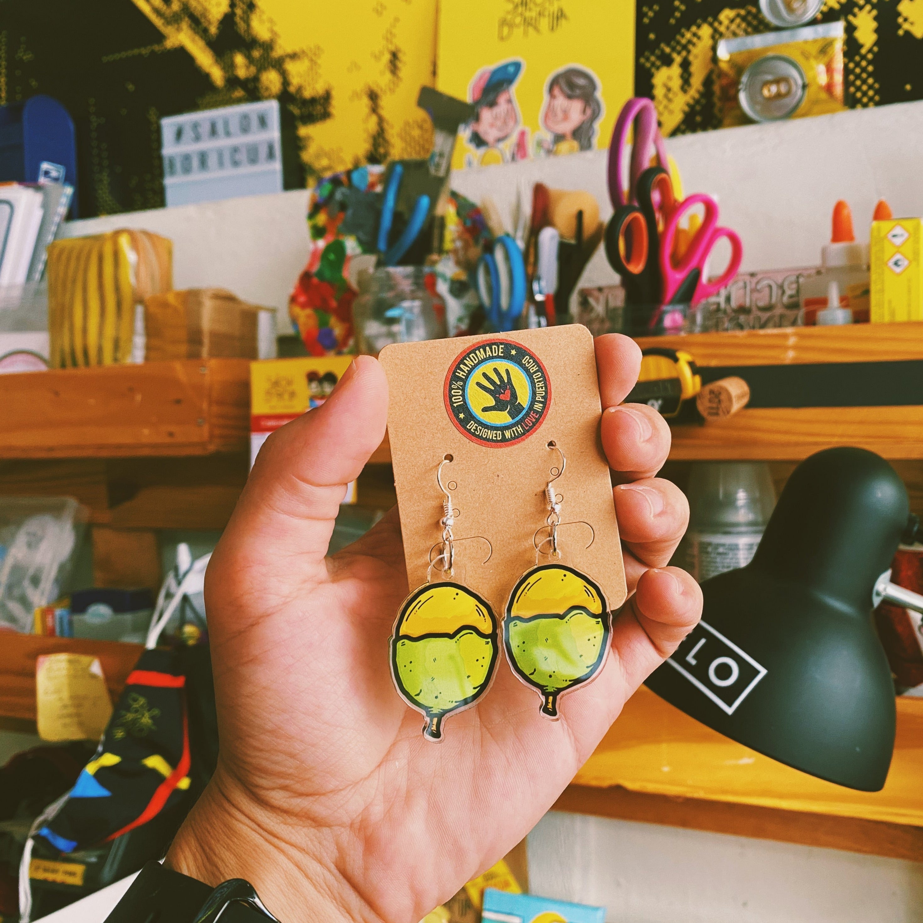 Pantallas: Quenepas (Acrylic/Stainless Steel Earrings)